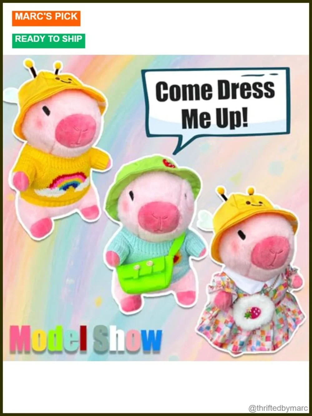 Capybara Plush Dress Up Toy Set with 10 Accessories, Stuffed Animal for Kids